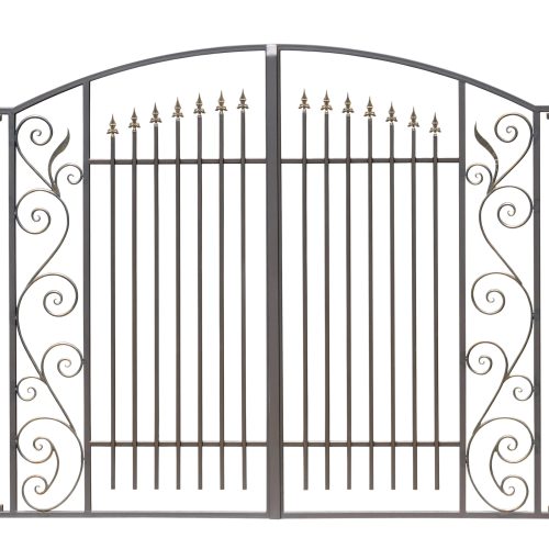 Modern light decorative forged  gates.  Isolated over white background.